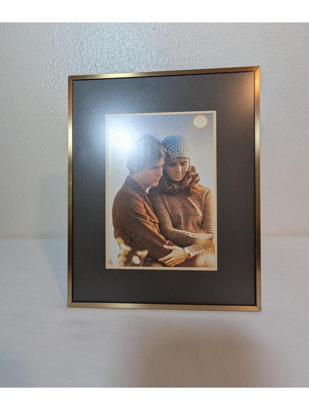 Vintage Gold Metal Picture Frame with Black Mat